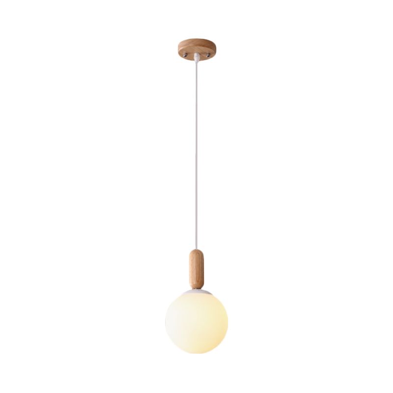 Sphère de cuisine pendante éclairage blanc / cognac verre 1 lumière suspendue minimaliste avec capsule grip en bois de capsule