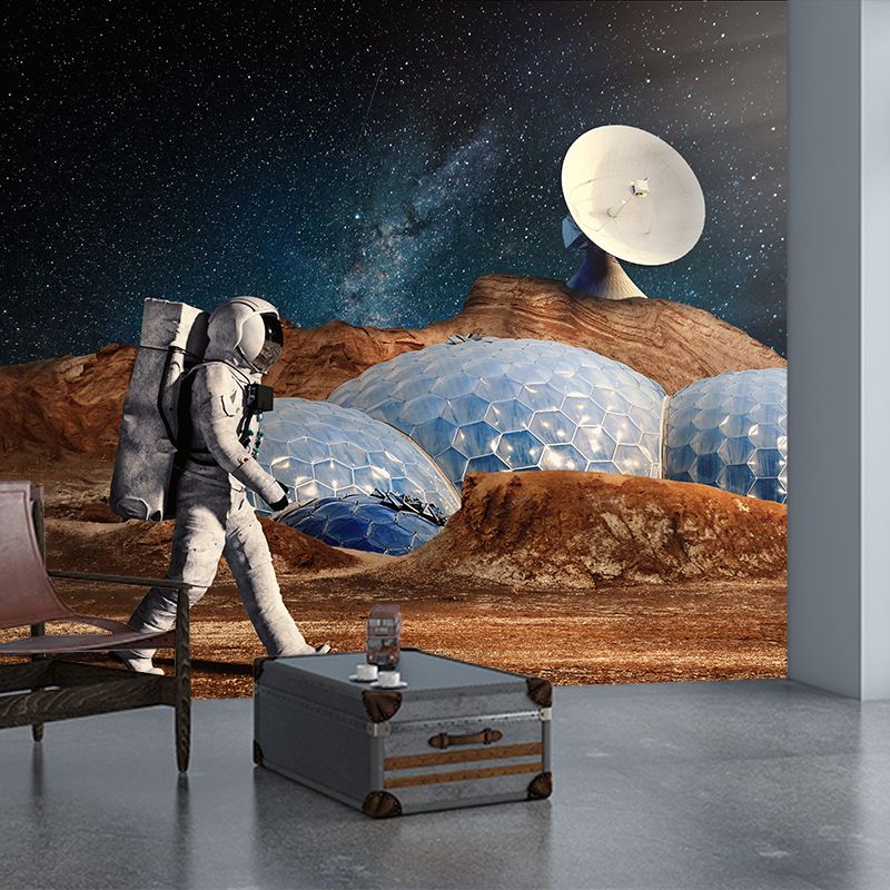 Astronaut Wall Decals Outer Space Mural for Bedroom Stain Resistant, Customer Size