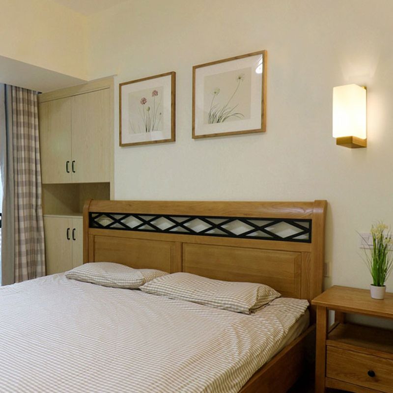 Rectangular Wall Sconce Lighting Modern Style Wood 1 Light Wall Mounted Light