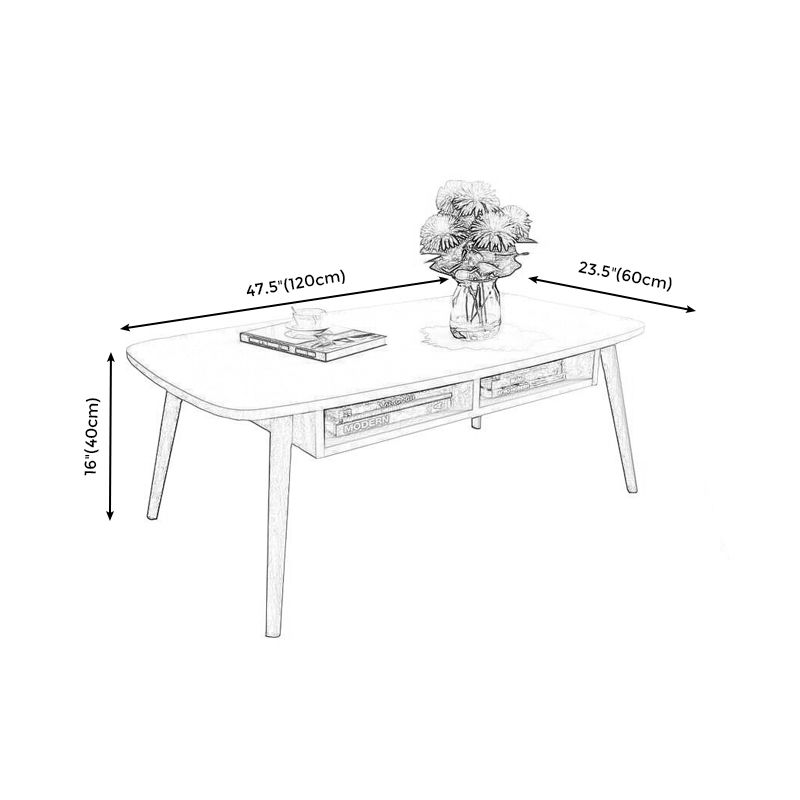 Modern 4 Legs Cocktail Table Rectangular Coffee Table - White/Wood