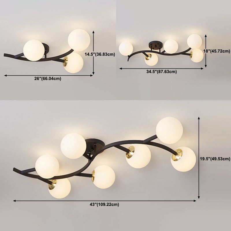 Sphere Glass Semi Mount Lighting Modern Style Ceiling Mounted Light