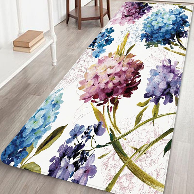 Chic Flower Pattern Area Rug Modern Polyester Area Carpet Anti-Slip Backing Rug for Living Room