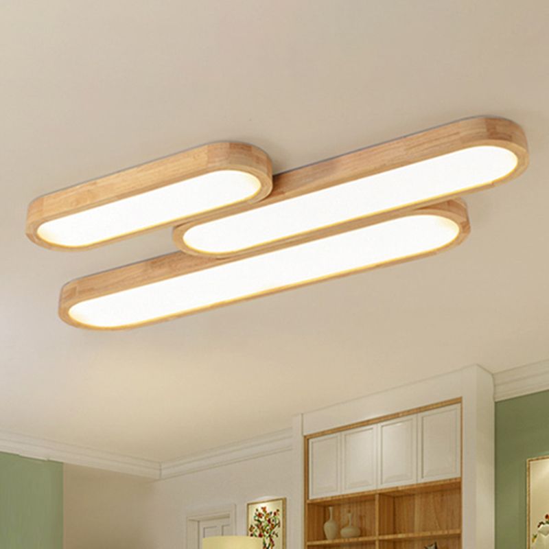 Modern Linear Flush Mount Ceiling Light Fixture Wood Flush Chandelier