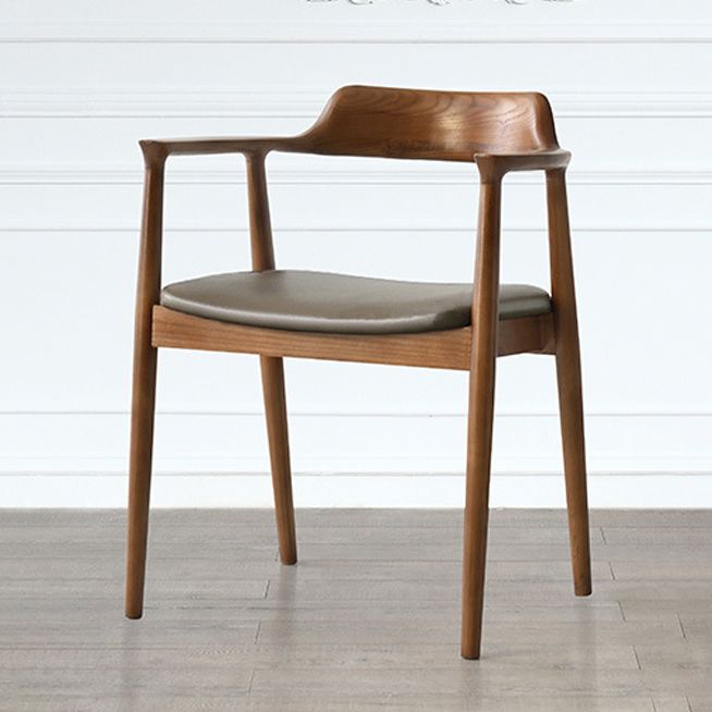 Modern Style Wooden Matte Finish Dining Arm Chair Open Back Arm Chair for Home Use
