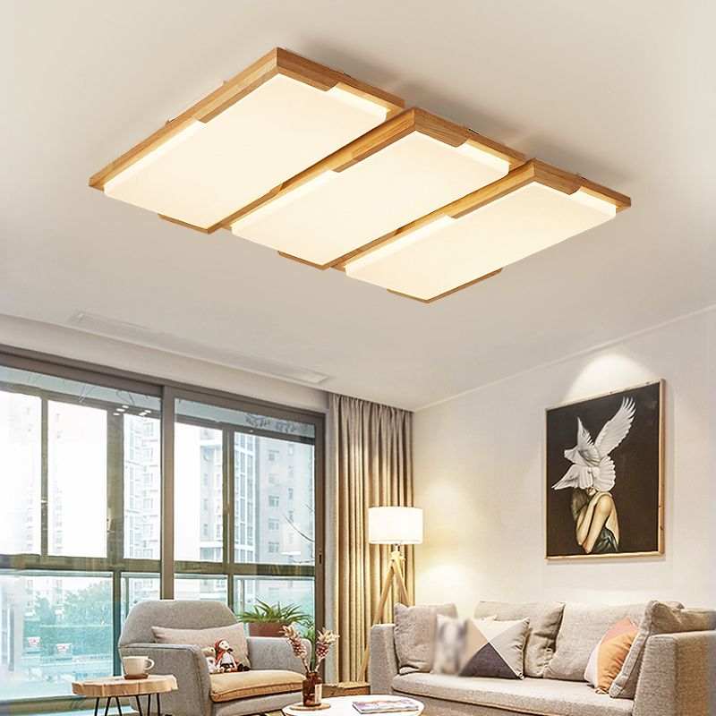 Plafonnier LED moderne en bois, luminaire de plafond encastré pour le salon