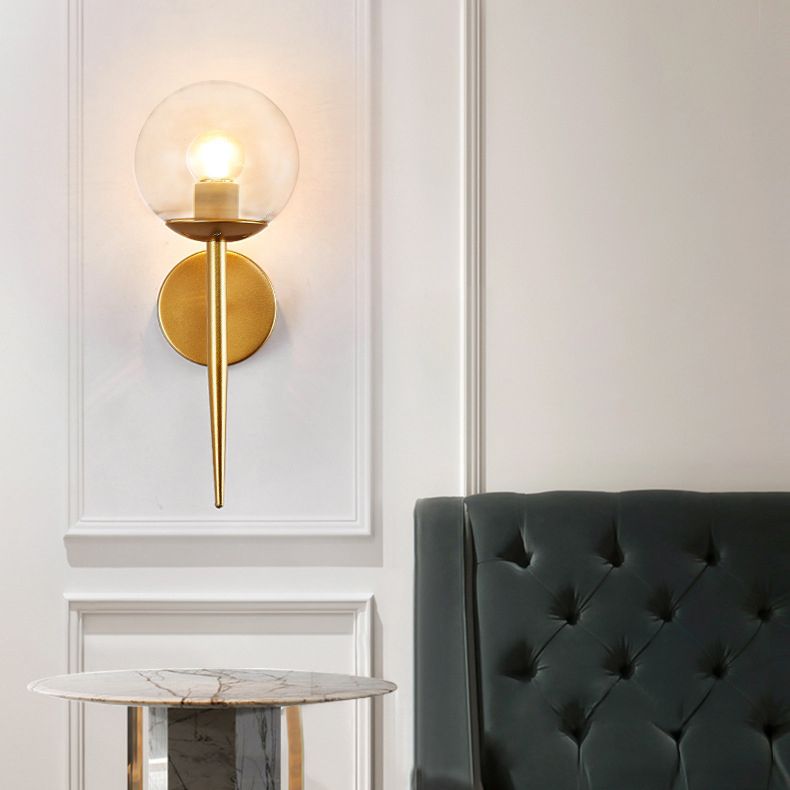 1-leichte Globus Wandleuchte in moderner Luxusstil Schmiedeeisen-Wandlampe mit Glasschatten