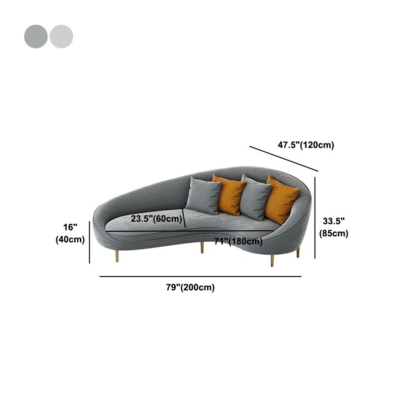 Velvet Tight Back Sofa with Tuxedo Arm and Grey Upholstery for Living Room
