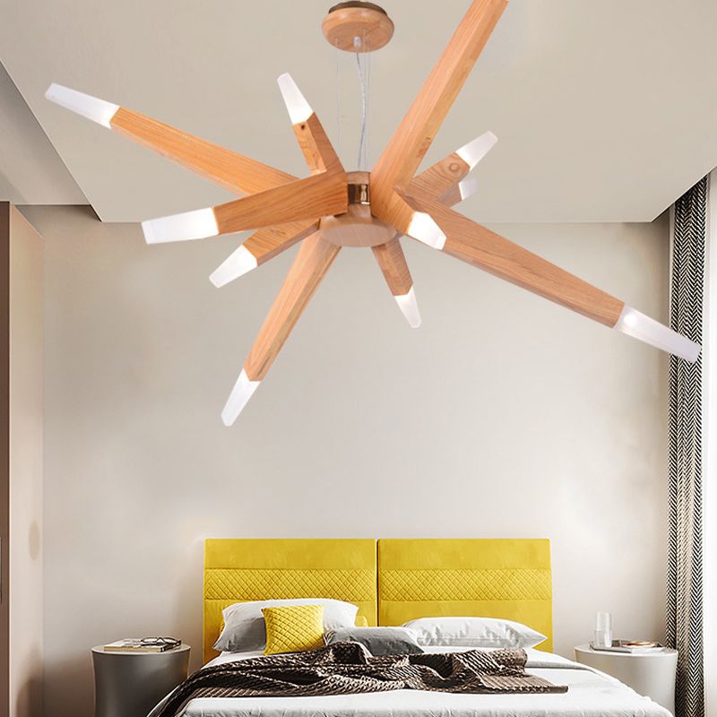 Bürge geformte Kronleuchterbeleuchtung nordisches Holz 12-Kopf-Schlafzimmer hängende Leuchte