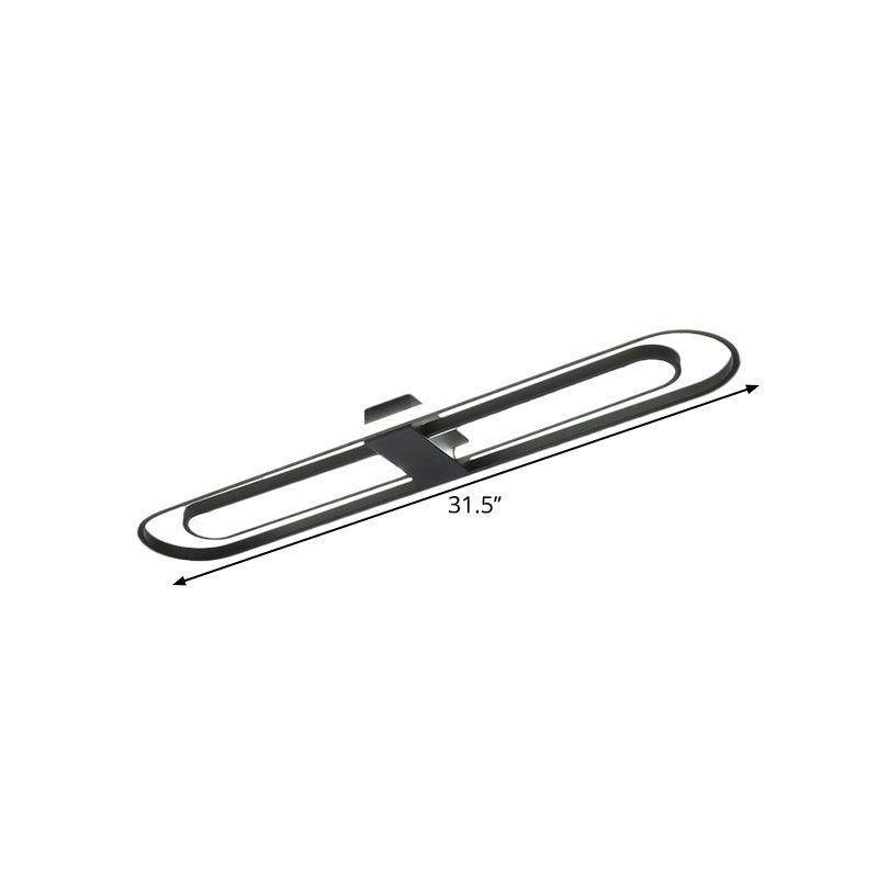 Lámpara de techo empotrada LED metálica moderna con montaje empotrado rectangular doble negro, 16"/23.5"/31.5" de ancho (la personalización será de 7 días)