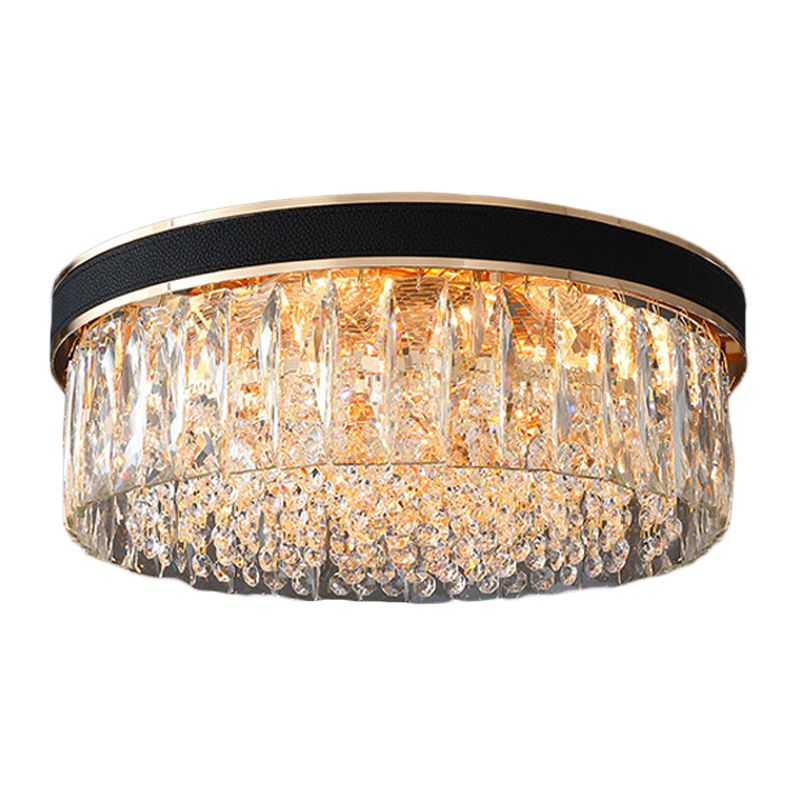 Lampada da incasso a tamburo a 5 luci Lampada da incasso a soffitto modernista in cristallo nero per camera da letto