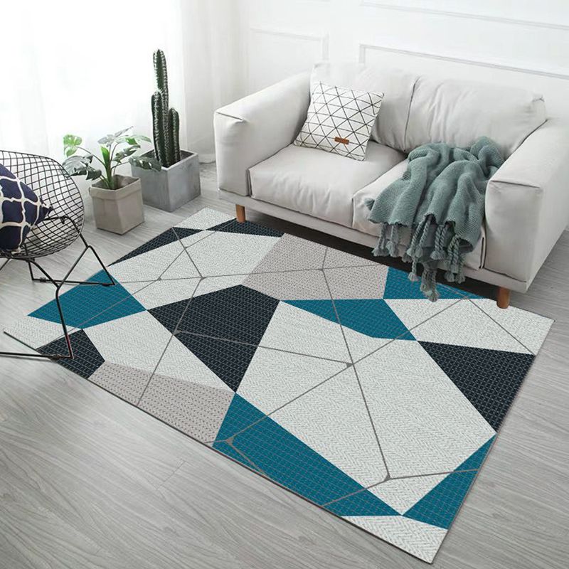 Minimalistischer Teppich mit geometrischem Druck, mehrfarbiger Synthetik-Innenteppich, rutschfeste Unterseite, haustierfreundlicher Teppich für den Salon