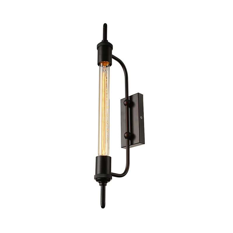 Luce di montaggio a parete lineare in metallo con esporre lampadina 1 illuminazione da parete balcone in nero in nero