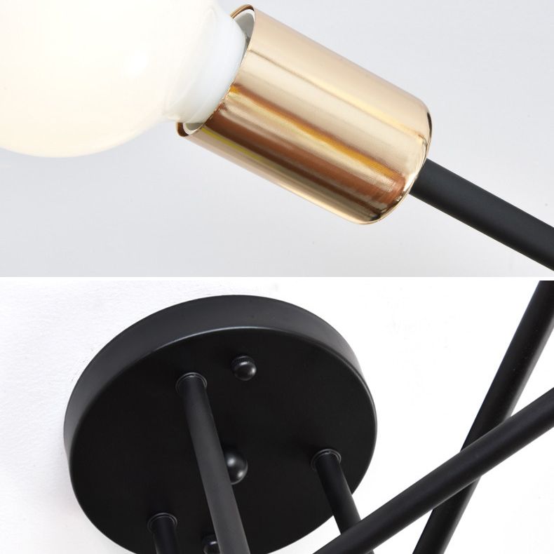 27.5" Wide Crossed Ironwork Ceiling Pendant Light Industrial Style 6-Lights Bare Bulb Semi Flush Mount Lamp for Dining Room