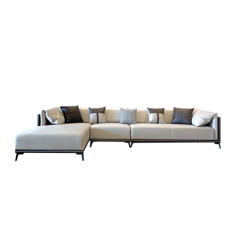 Modern Stain-Resistant Faux Leather Pillow Top Arm Sofa/Sectional for Living Room