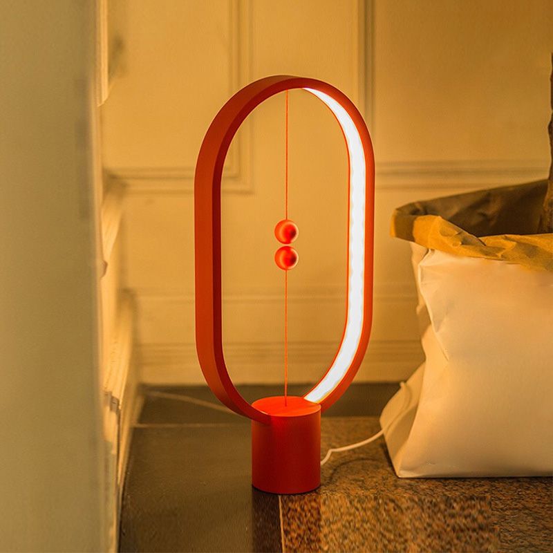 Circle LED Table Light Modern Minimalist Style Table Lamp with Plastic Shade for Living Room