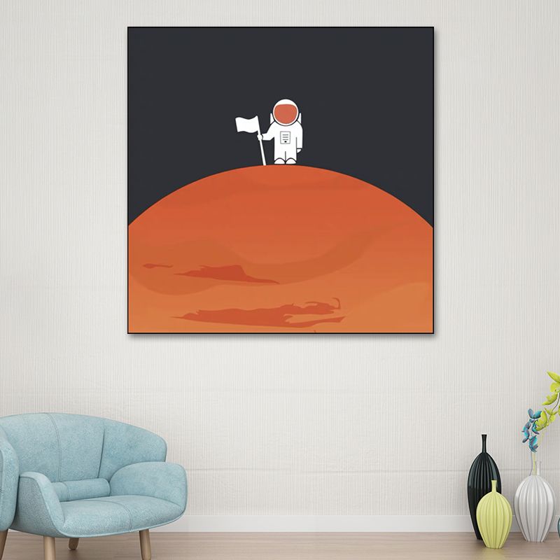 Universe Exploration Wall Art Print Dark Color Kids Style Canvas for Living Room