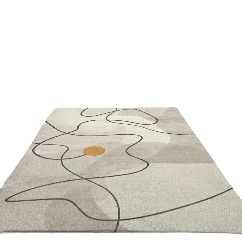 Rectangle Shape Rug Living Room Abstract Line Carpet Polyester Washable Area Rug