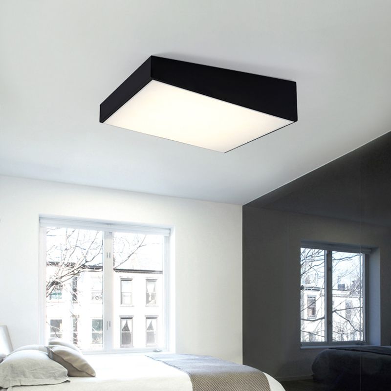 Rectangular Acrylic LED Flush Mount Lamp Minimalist Black Ceiling Lighting for Bedroom