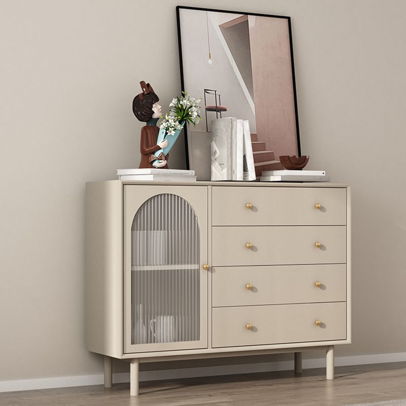 Contemporary Solid Wood Accent Cabinet Beige 2/4-Drawer Chest with Rattan Accent