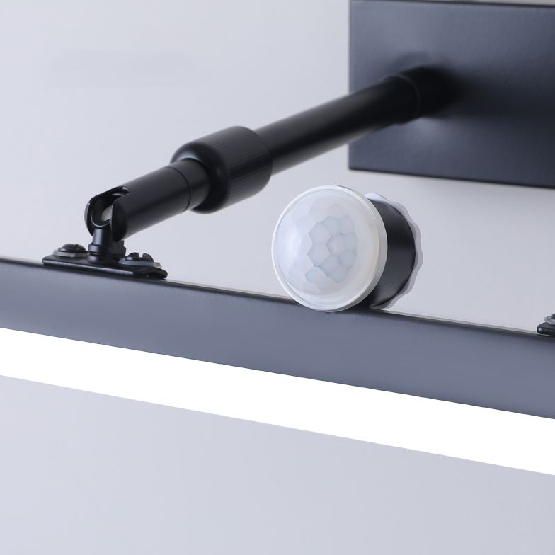 Moderner minimalistischer Stil Lineare Waschtischwandleuchten Metallbeleuchtung im schwarzen Finish