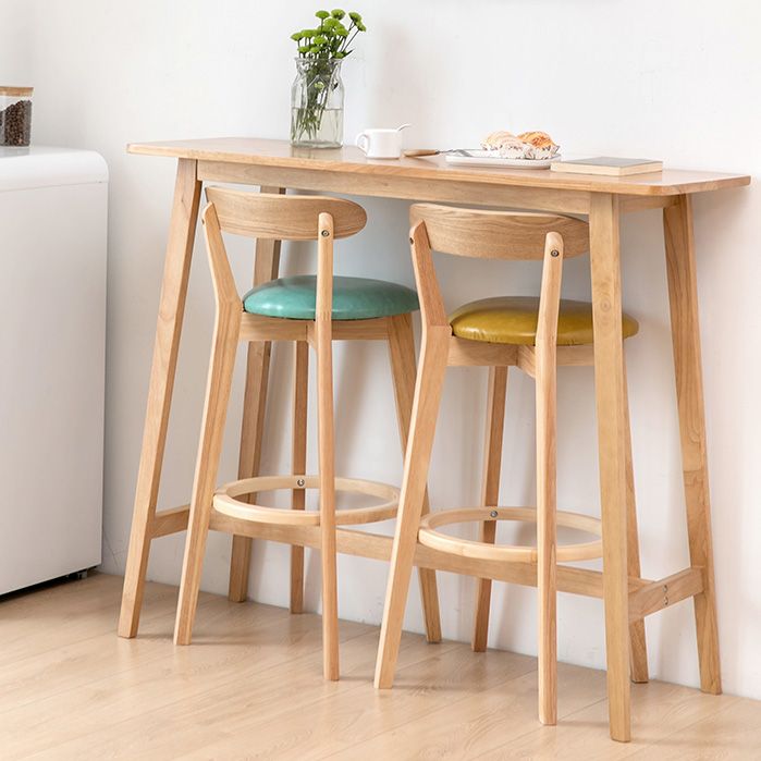 Contemporary Rectangle Bar Table Solid Wood Counter Height Bar Dining Table