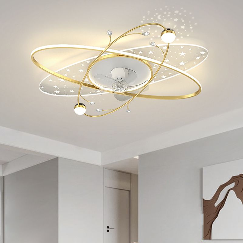 Ellipse Interior LED Ceiling Fan Black / Gold Contemporary Fan Lighting Fixture