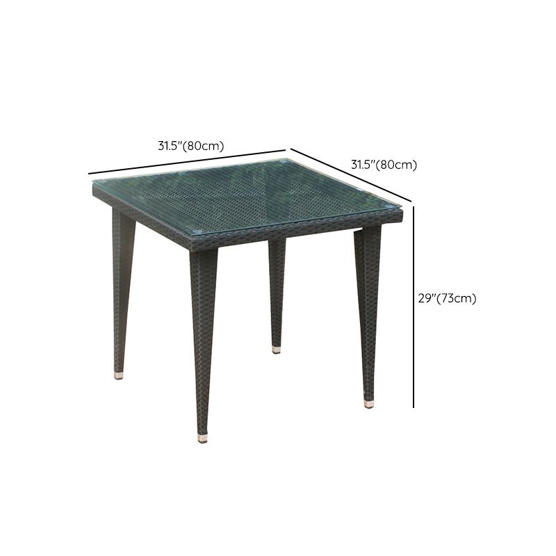 Modern Style Wicker Dining Set Wood Square 1/5 Pieces Dining Set