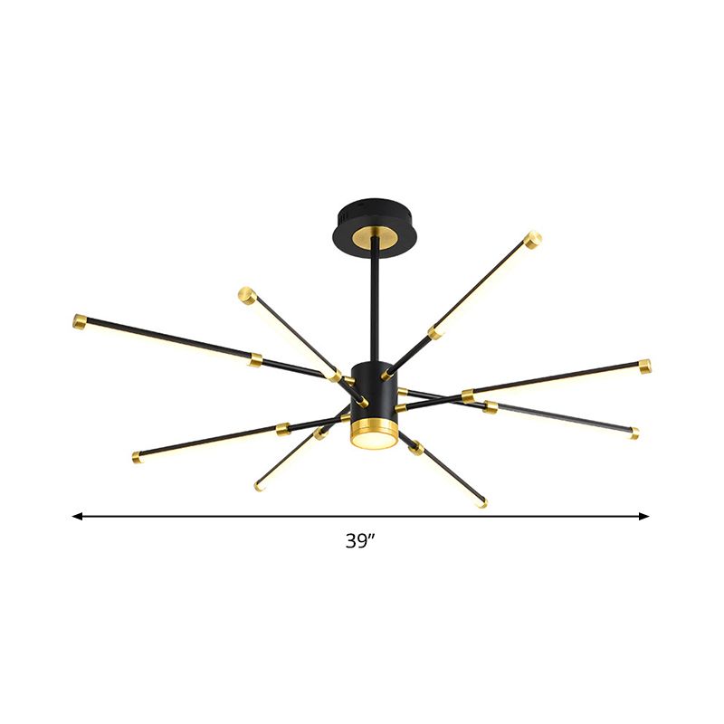 Sputnik Hanging Chandelier Modern Metal 6/8 Lights Black Suspension Light, Warm/White Light