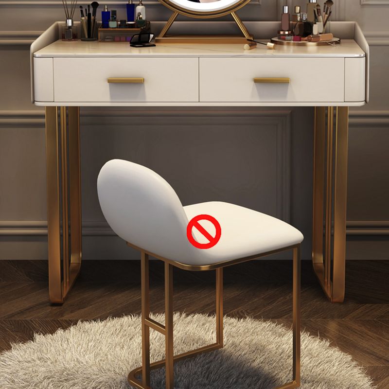 Black/White Make-up Vanity Luxurious Stone Top Dressing Table