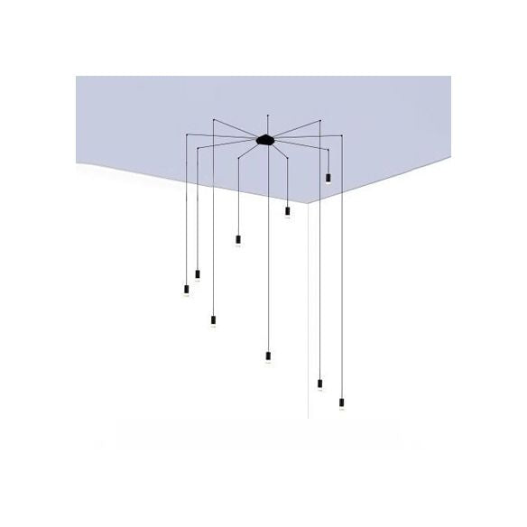 Línea de iluminación colgante de metal contemporáneo 1/3/9 Luz de techo negro ligero Luz de techo negro para sala de estar