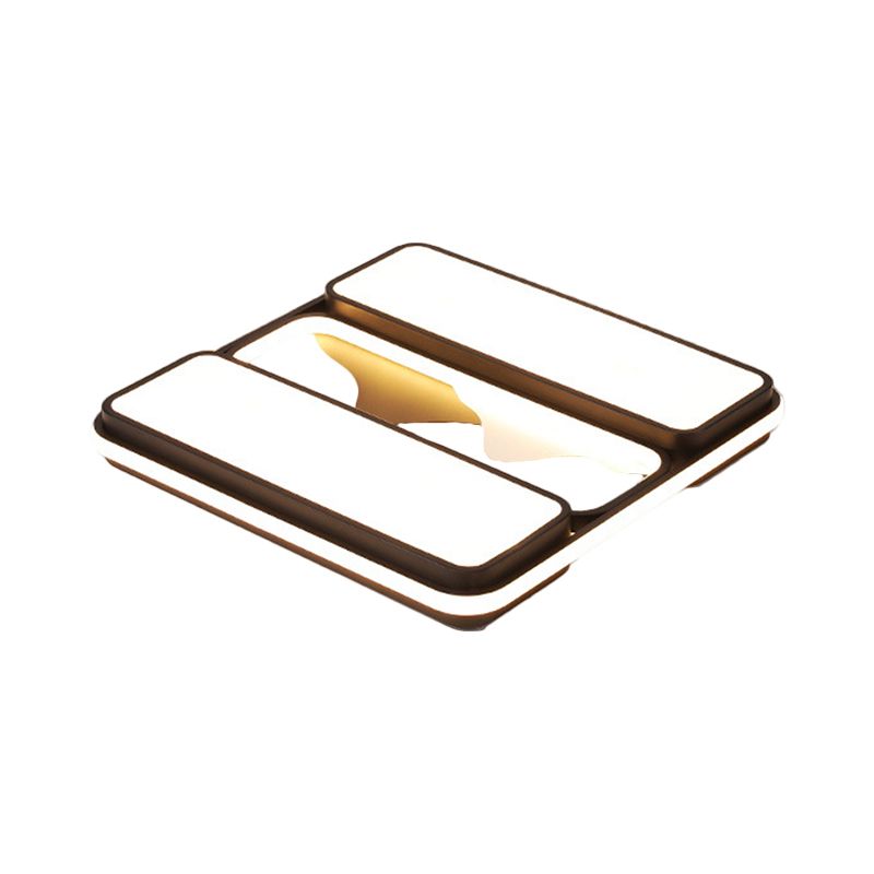 Acrylic Rectangle Ceiling Flush Modernist LED Black Flush Mount Lighting in Warm/White Light, 16.5"/20.5"/35.5" Wide