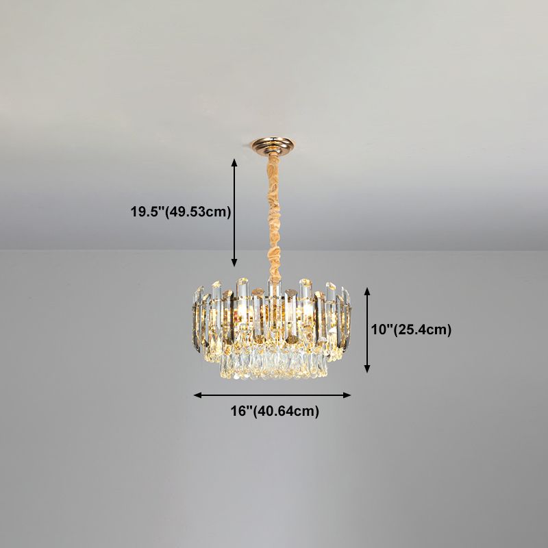 Round Shade Chandelier Lighting Modern Crystal Pendant Light in Clear for Dining Room