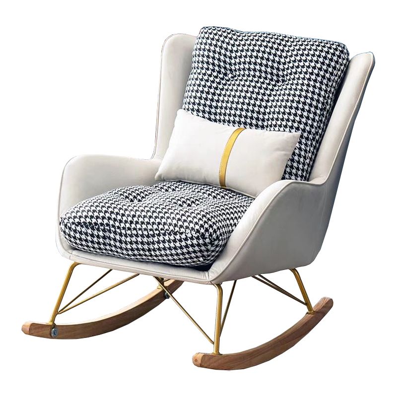 Upholstered and Metal Rocker Glam with Padded Seat Rocking Chair Slipcovered