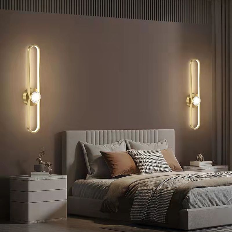 Metal Oval Shade Wall Sconce Modern Style 1 Light Wall Mount Lighting