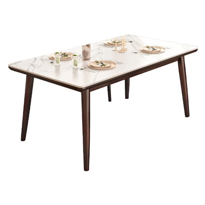 Esstisch aus gesintertem Stein im modernen Stil, rechteckiger Tisch mit Holzsockel