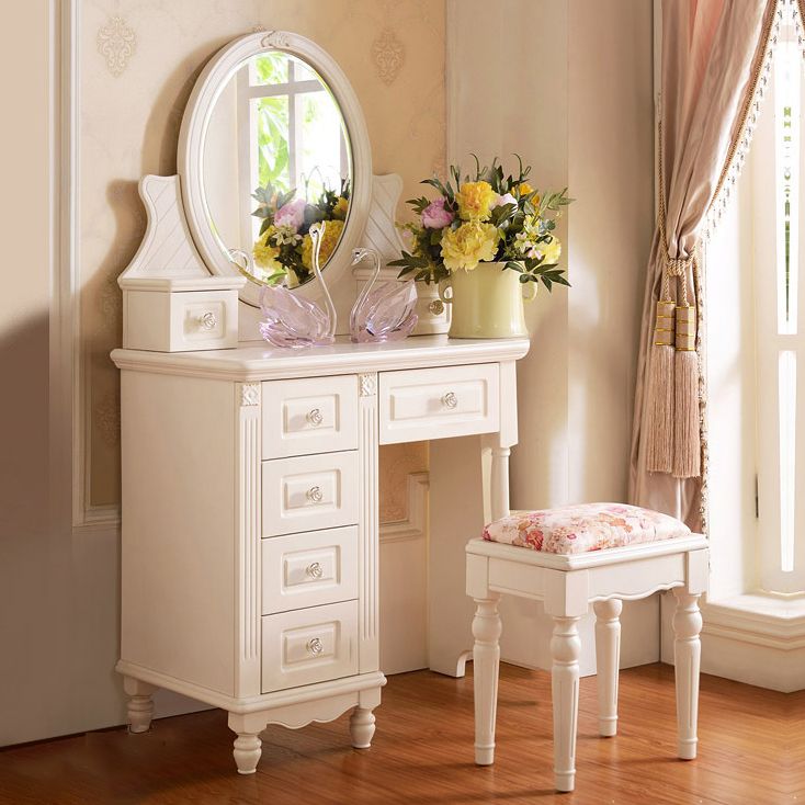 Victorian Dressing Table White Bedroom With Drawer Wooden Mirror