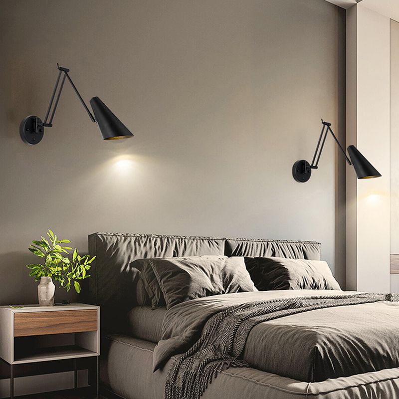 Post-Modern Wall Light Fixture Swing Arm Wall Sconce with Metal for Bedroom
