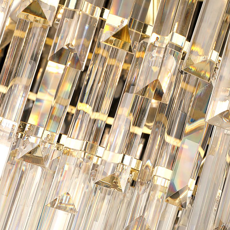 Clear Tri-Sided Crystal Rod Tiered Drop Lamp Modernism 11/23 Lights Living Room Pendant Chandelier