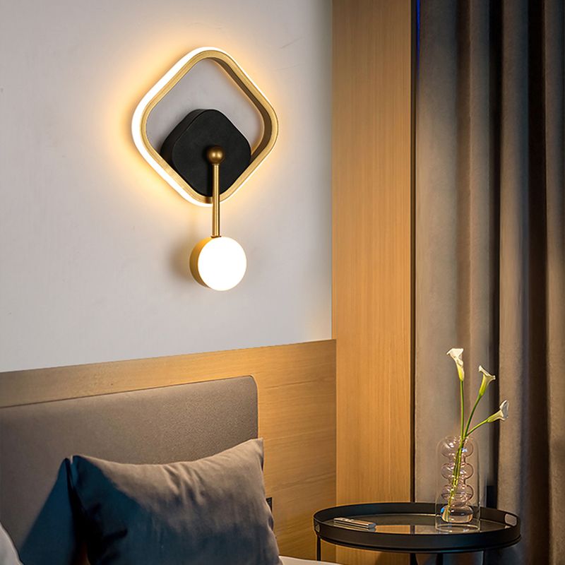 Postmodern Metal Wall Light Geometry LED Wall Lamp with Silica Gel Shade for Bedroom