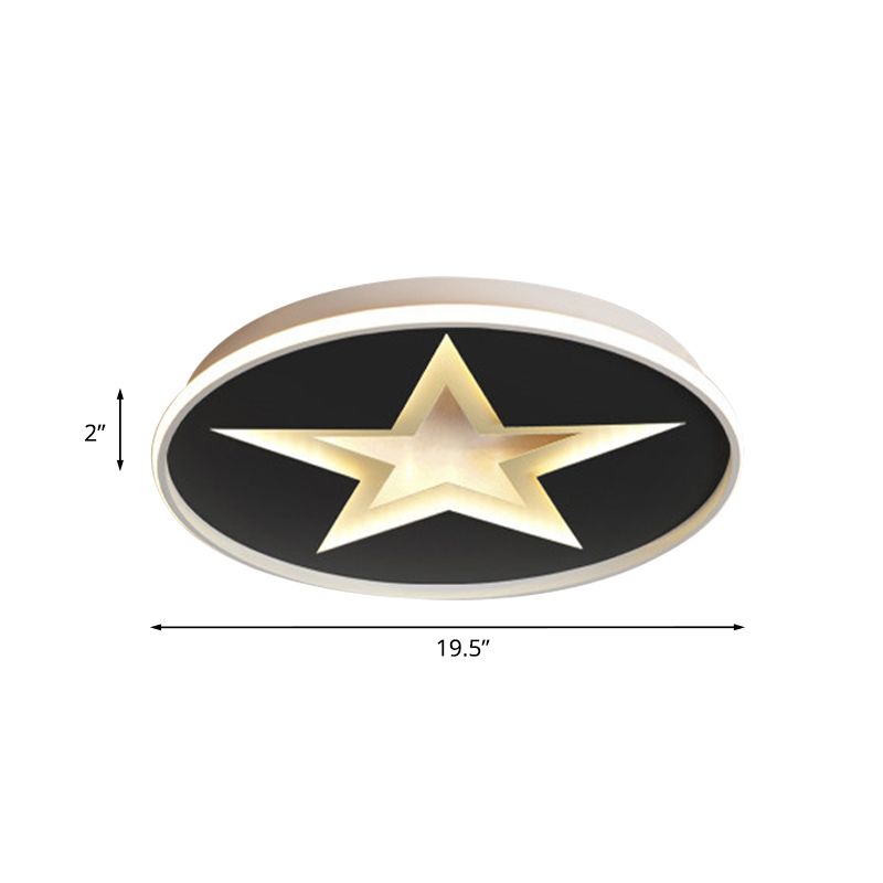 Runde Unterputzbeleuchtung mit Sternmuster, nordische Acryl-LED-Schlafzimmer-Unterputzleuchte in Schwarz, Weiß/warmes Licht