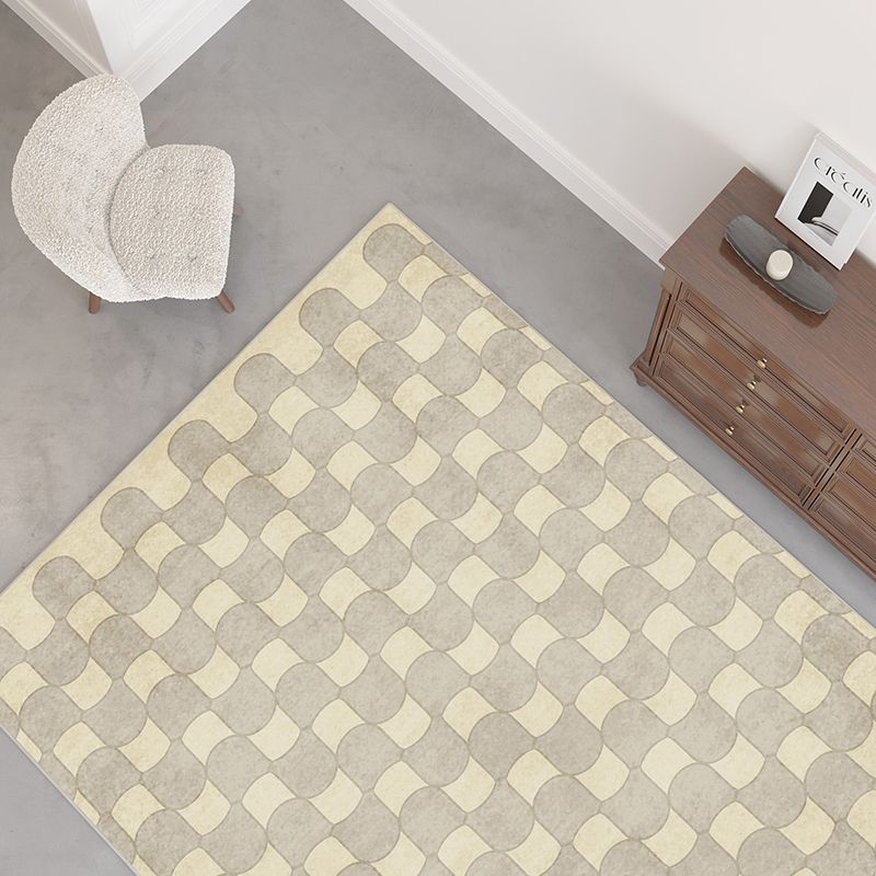 Black Modern Rug Polyester Abstract Grid Rug Non-Slip Backing Rug for Living Room