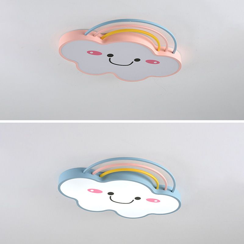 Cloud Pattern Flush Mount Light Acrylic Three color Light Fixture for Kid's Room