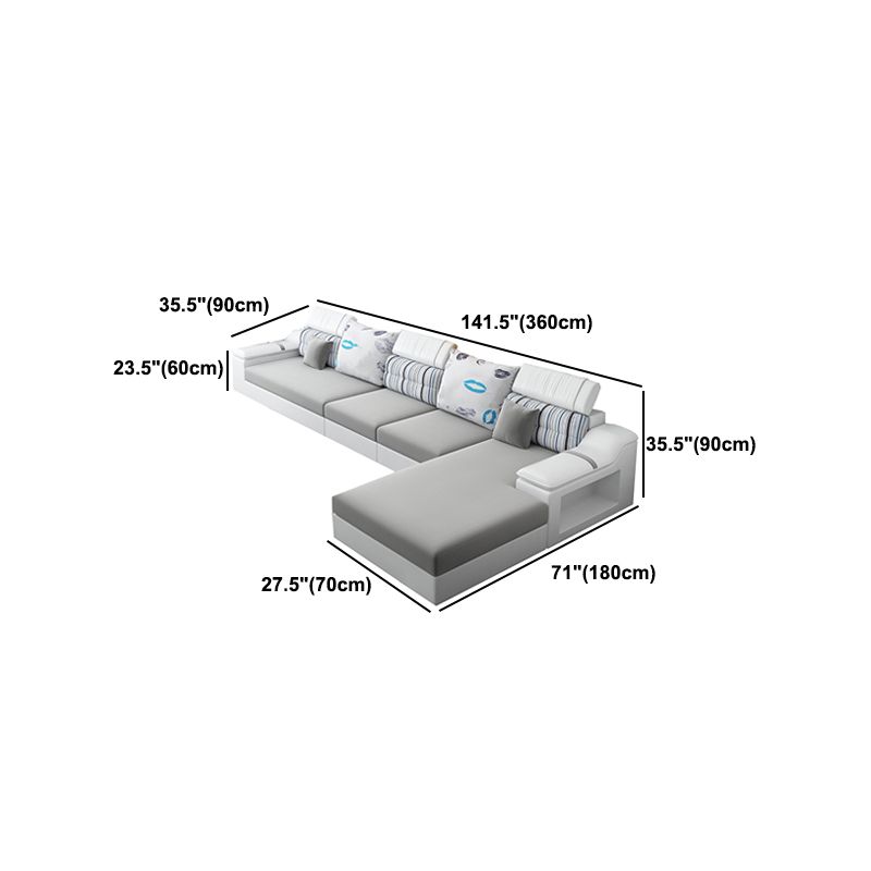 Light-grey Modern Sectional Stain-Resistant Faux leather Sectional