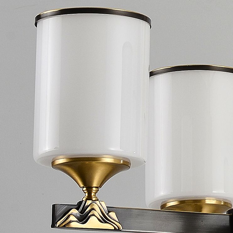 Modern Style Cylindrical Shape Island Lights White Glass 6-light Pendant Lights in Gold