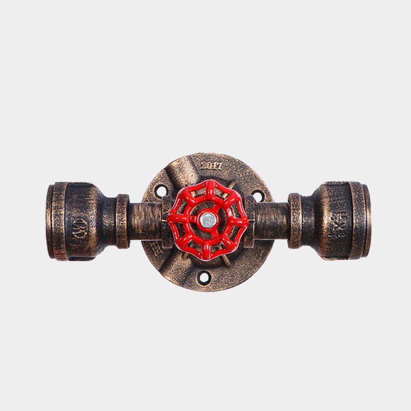 Bronze 1 Light Wall Sconce Antiqued Metallic Pipe and Valve Wall Mount Lamp, 8"/10" Wide