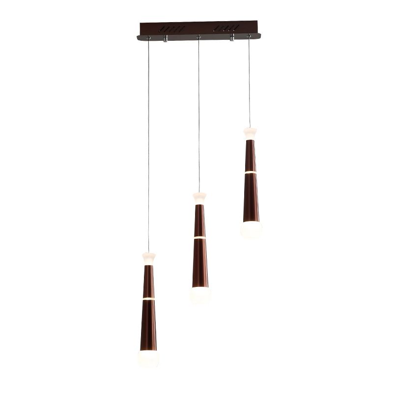 Illuminazione marrone affusolato in metallo moderno a cluster a cluster luce a sospensione per tavolo da pranzo