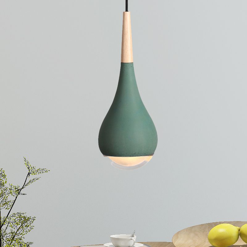 Pear Pendant Lighting Nordic Cement 1 Light Grey/Red/Green Hanging Ceiling Light