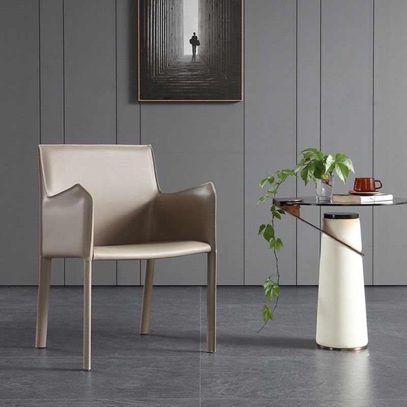 Modern Upholstered Dining Arm Chair Faux Leather Dining Accent Chair