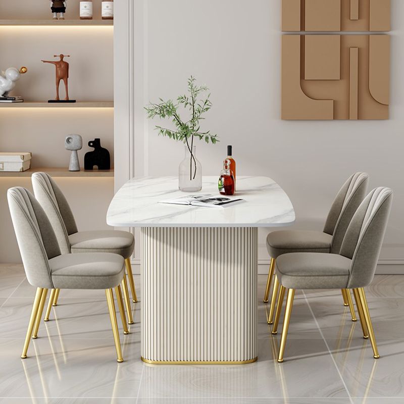 Nordic 1/2/5/6/7 Pieces Dining Set Rectangle Table and Leather Chairs Dinette Set