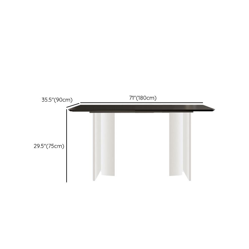 Contemporary Rectangle Table Sintered Stone Table with Acrylic Legs for Kitchen